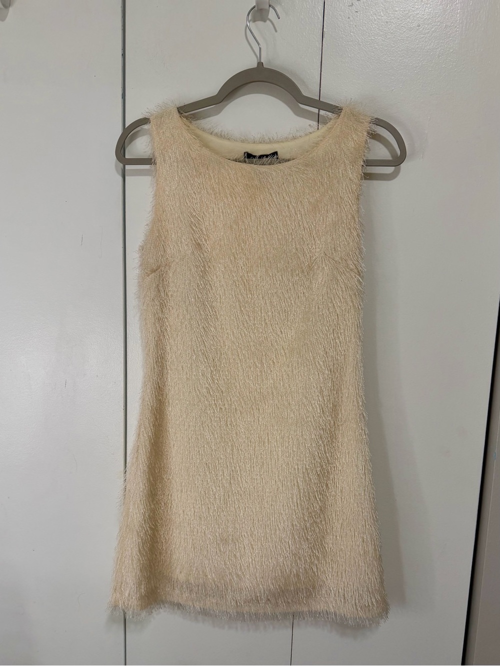 Gracia Cream Sleeveless Textured Shift Dress